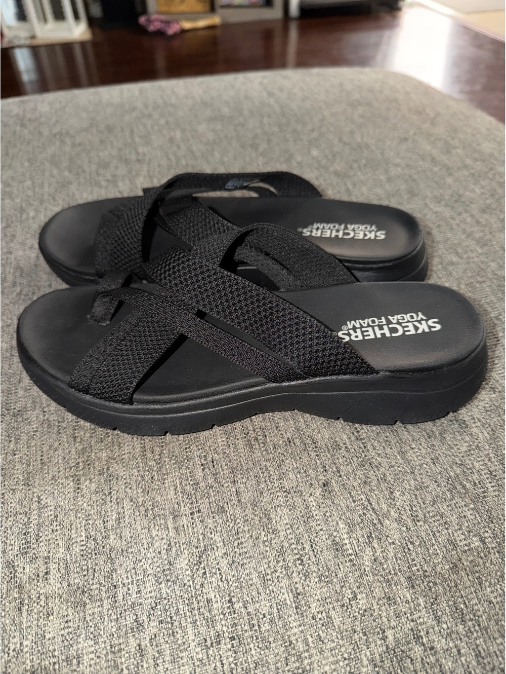 Skechers WMNS 10 Summits Fantasy Walk Sandals Black Vegan Machine Washable NIB